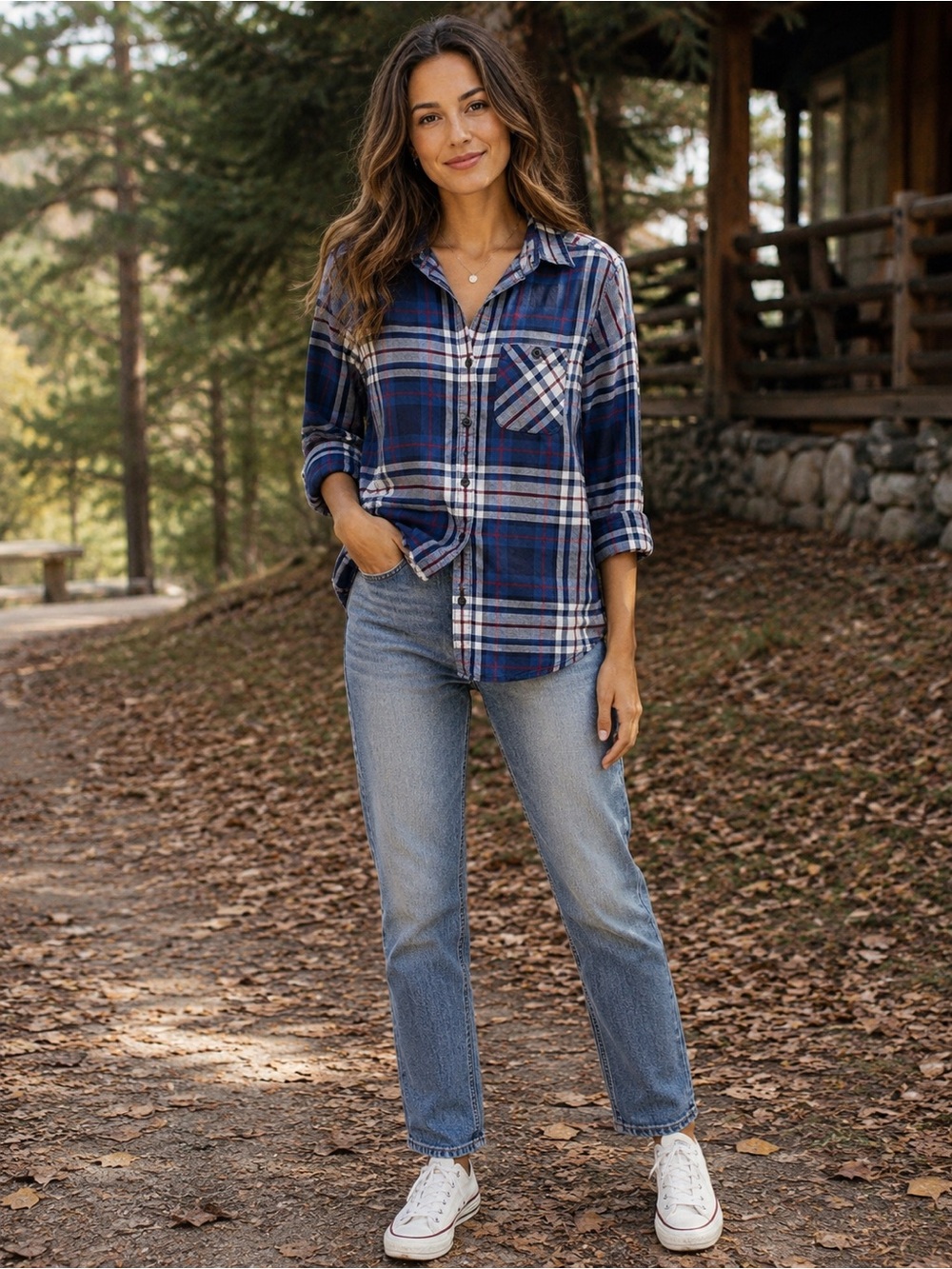 American Eagle Blue Plaid Flannel Button Down Shirt Classic Fit XS